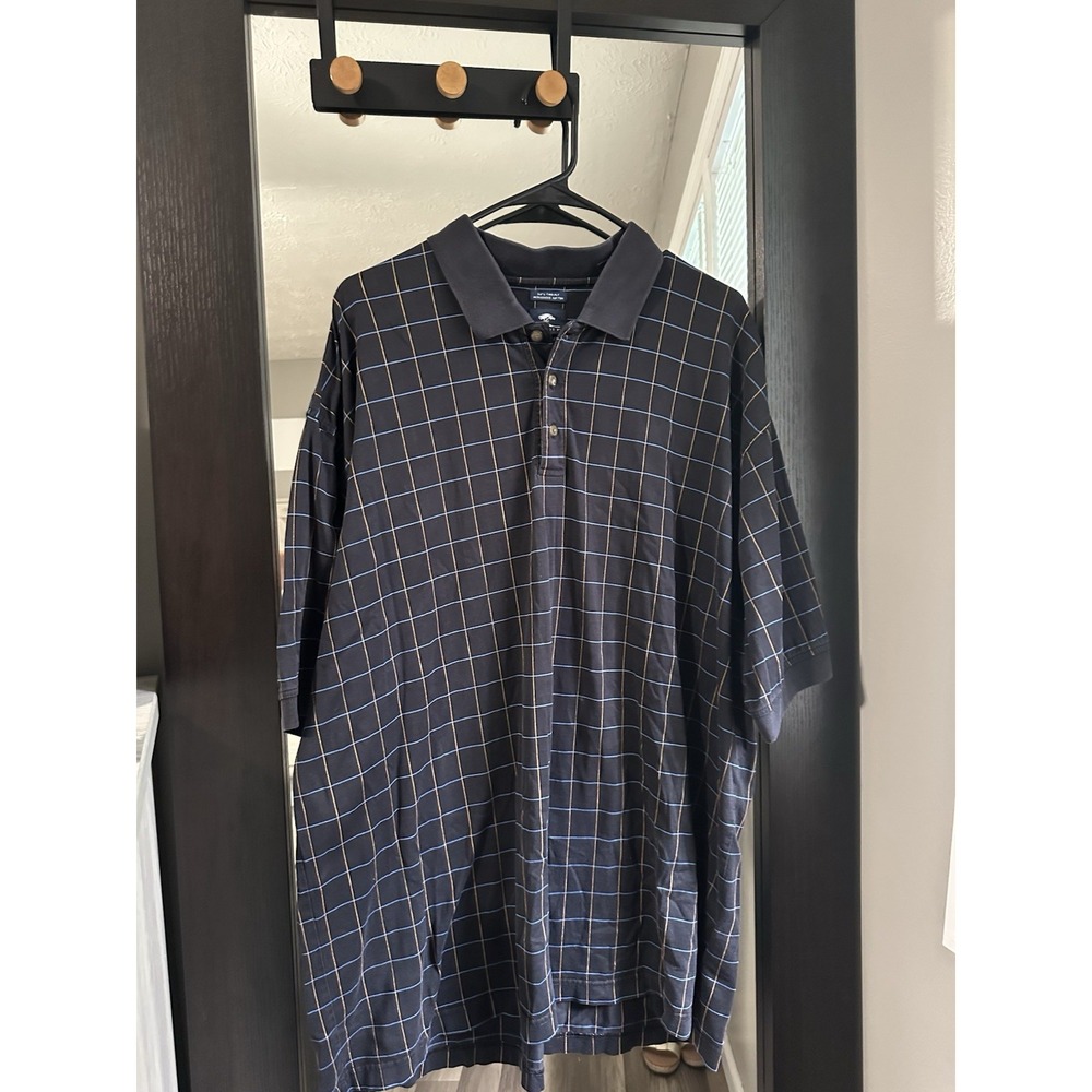 Pebble Beach‎ Golf Blue Plaid Casual Mens Polo Shirt Size XL